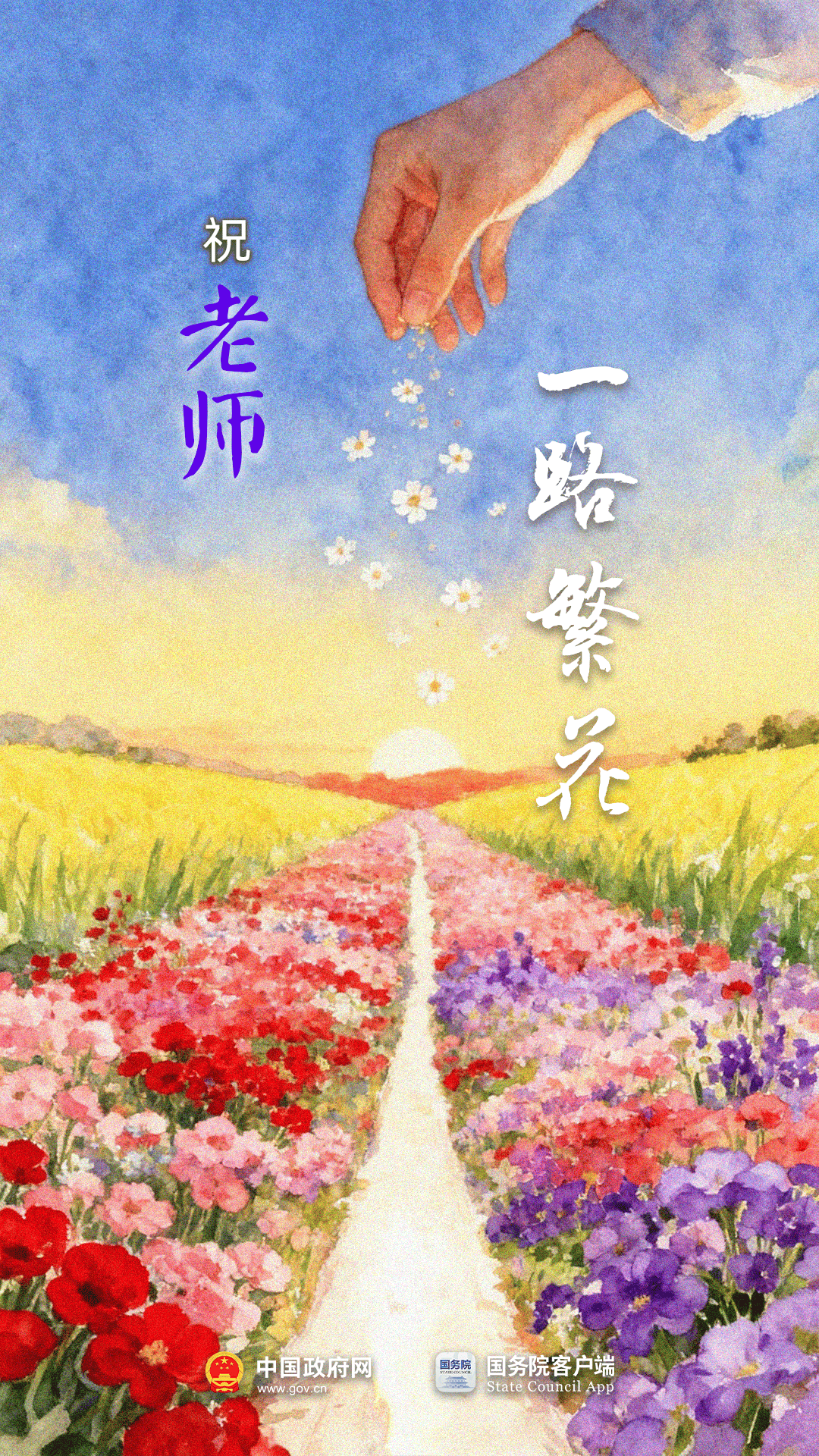 今天，这些花送给老师